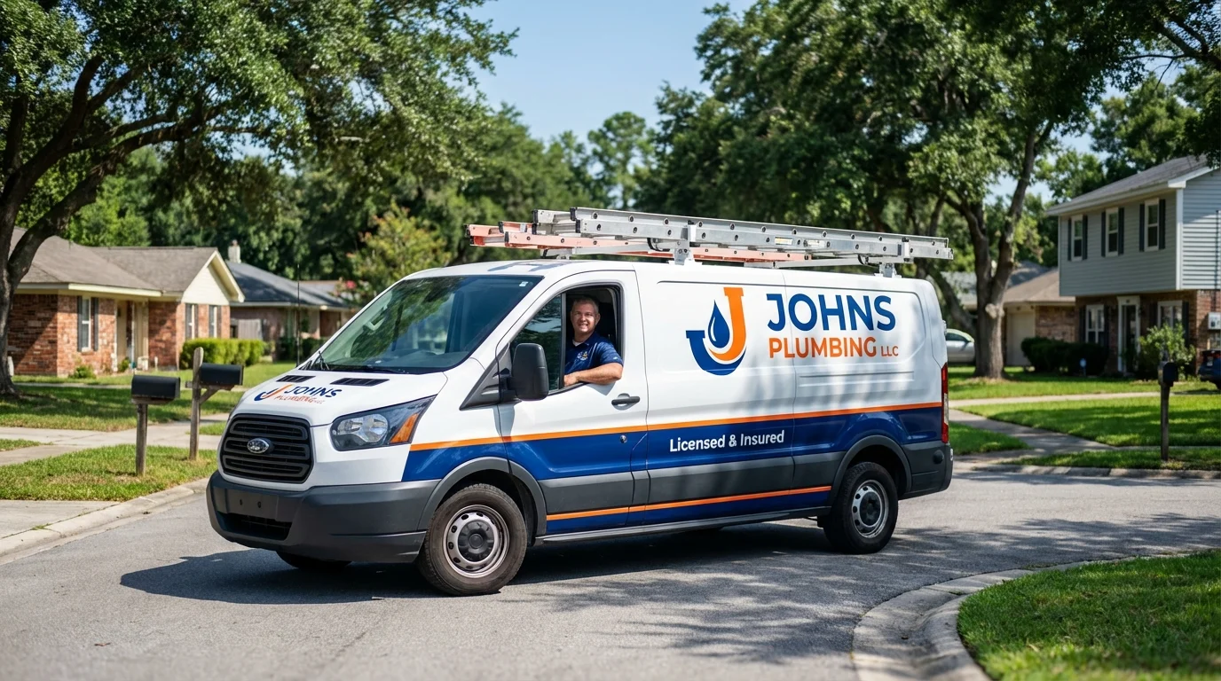 Johns Plumbing LLC service van in McCordsville, IN