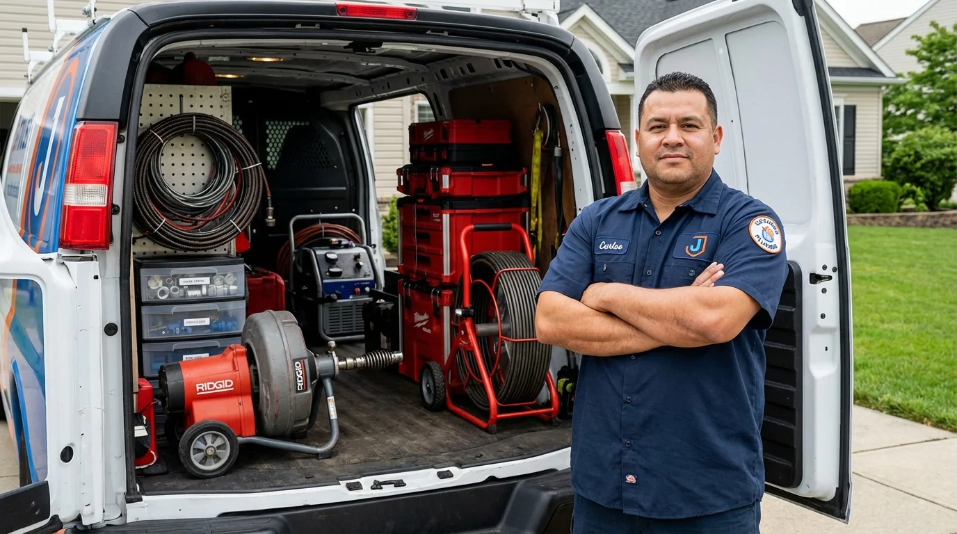 Professional drain cleaning equipment and Johns Plumbing LLC plumber in McCordsville